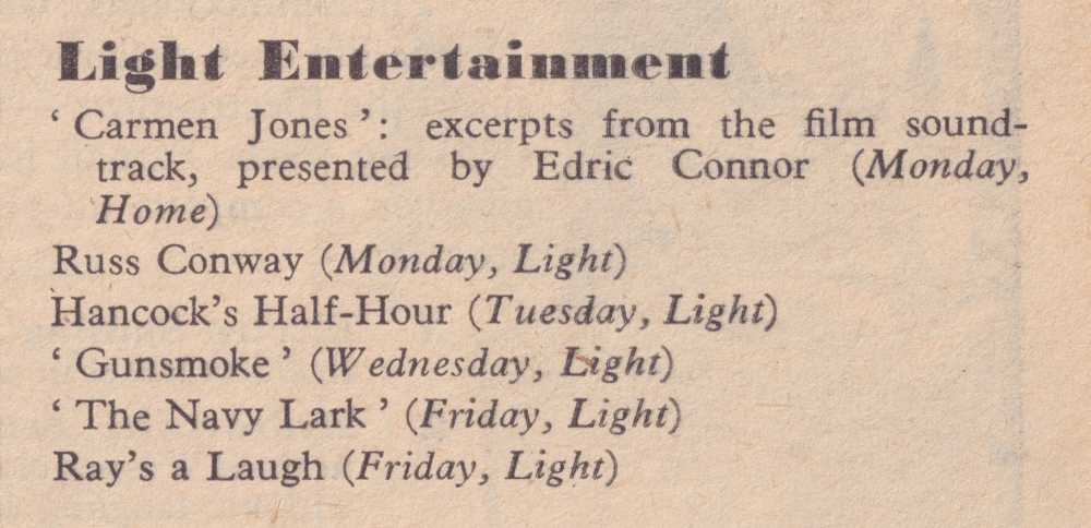 The Navy Lark Light Entertainment Listing